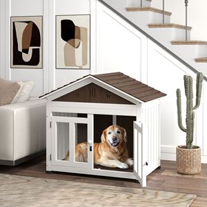 Casa para Perros de Madera de 40 Pulgadas para Perros Pequeños y Grandes, Mueble para Mascotas de Interior y Exterior con Ventilación y Piso Elevado Extraíble - Product Image 1