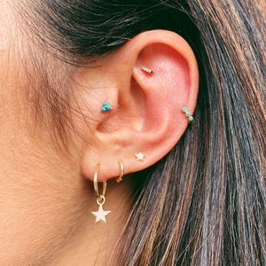 Wholesale 14K Solid Gold Tiny Star Diamond <b>Stud</b> <b>Earrings</b>, Real Round Brilliant Cut Diamond Piercing, 18K Gold <b>Fine</b> Jewelry Facto - Product Image 2
