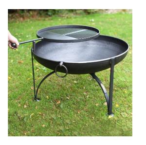 Brasero Redondo Grande de Metal Negro con Cubierta, Decoración de Jardín, Brasero con Soporte, Brasero para Leña para Fiestas - Product Image 4