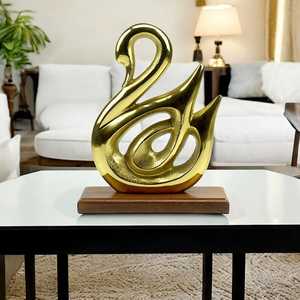 Jaffs Exports Golden Abstract Swan Sculpture Handmade Eco-Friendly Aluminium Artistic Contemporary Tabletop <b>Decor</b> for Living - Product Image 4