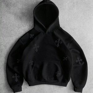 Sweat à capuche unisexe homme femme, style streetwear oversize, brodé, décontracté, en molleton chaud pour l'hiver, mode quotidienne - Product Image 1