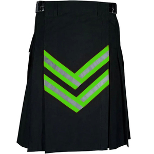 Kilt utilitaire de pompier noir et vert en coton robuste avec bretelles réglables, fait main, best-seller - Product Image 2
