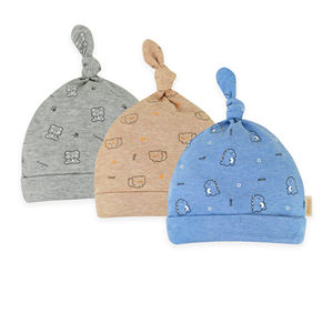 Conjunto de Gorro para Recién Nacido ALB16, 3 Piezas, 100% Algodón, Estilo Casual, Unisex, Patrón de Punto, Suave y Cómodo, 4 Estaciones, Dokma - Product Image 1