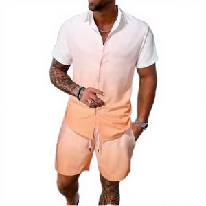 Custom Linen Shirt Shorts <b>Set</b> Mens Summer Beach Outfit Short Sleeve Co Ord <b>Set</b> OEM Private Label Resort Wear Wholesale - Product Image 3
