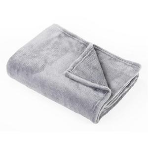 Soft Polar Fleece <b>Blanket</b> Solid Grey Rectangle Folded Minimalist Style All Season Bedding Machine Washable Woven Fabric - Product Image 1