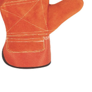 Gants de travail en cuir de vachette orange avec double renfort, pouce volanté, anti-coupure, pour soudure et usage industriel hivernal - Product Image 3