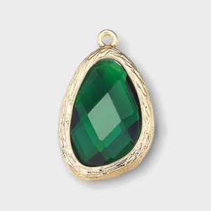 Pendentifs en pierres précieuses plaqués or, en verre facetté en forme de goutte, avec sertissage clos en argent 925, finition brossée vintage, 14x22mm, pour bijoux DIY, vente en gros - Product Image 5