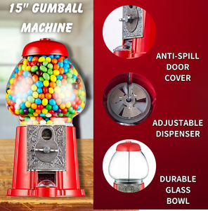 Phụ tùng máy bán hàng tự động bằng kim loại, kiểu máy bán kẹo gumball cổ điển Kwang Hsieh 11 inch, màu bạc cổ, dung tích 2000g - Product Image 4