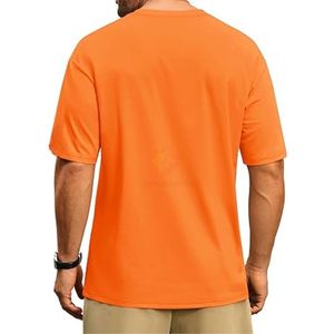 Camiseta de Hombre Lisa Naranja Brillante con Hombros Caídos, de Algodón Transpirable y Ligero, Estilo Deportivo, Talla Grande - Product Image 2