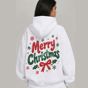 Custom <b>Christmas</b> Hoodie 100% Polyester Casual Style Sublimation Printed Personalized Holiday Pullover Snowman Graphic <b>For</b> <b>Women</b> - Product Image 2