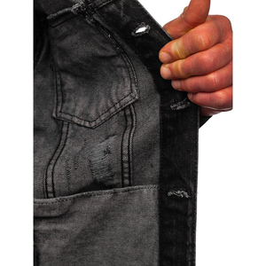 Custom Logo 2024 Streetwear Black <b>Denim</b> <b>Jacket</b> for <b>Men</b> Plus Size Washed Coat with OEM Design Service Spring Outdoor Wear - Product Image 6