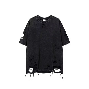 T-shirt Homme Vintage Oversize Délavé à l'Acide Coupe Boxy en Coton Lourd 100% Uni Respirant de Haute Qualité avec Logo Personnalisé - Product Image 1
