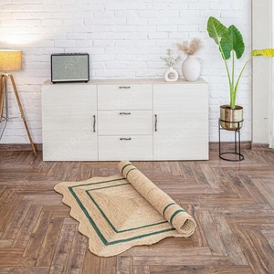 100% Jute Reversible Solid Pattern Modern Design Square Medium Thickness Jute <b>Mat</b> Rugs Export Quality Living Room Carpets <b>Large</b> - Product Image 6