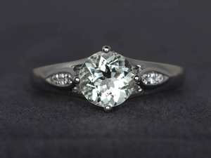 Anillo de compromiso de amatista verde con corte redondo, anillo de piedras preciosas, plata de ley, joyería fina para mujer - Product Image 3