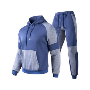 Latest Design Best Quality Men's Hooded Athletic Tracksuit Casual 2 Pieces Color Block Hoodies and Sweatpants <b>Set</b> - Product Image 1