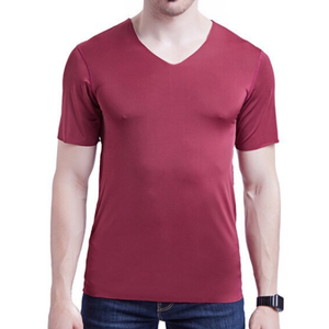Camiseta de Verano para Hombre, Casual, de Manga Corta, Cuello en V, Corte Ajustado, Lisa, de Algodón Jersey, Personalizable - Product Image 5