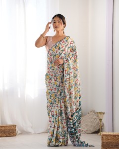 Elegant Traditional Heavy <b>Saree</b> <b>for</b> <b>Women</b> Party Wear Indian and Pakistani Clothing Quick Dry Wholesale Purchase - Product Image 2