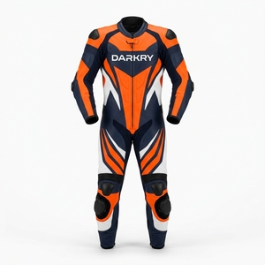 Combinaison de course moto en cuir personnalisée OEM, équipement de protection pour motard, vente en gros, avec gants assortis et bottes pour la piste - Product Image 1