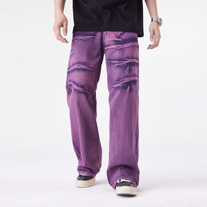 Jeans Anchos y Ligeros para Hombre, Cintura Media, Estilo Vintage, Ecológicos, Transpirables, Casuales, Oversize, Lavados - Product Image 1