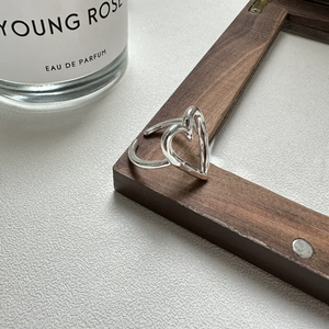 Anillo de Plata de Ley S925, Estilo Coreano, Diseño de Nicho, Anillo de Compromiso con Corazón Hueco, Diseño Simple - Product Image 3
