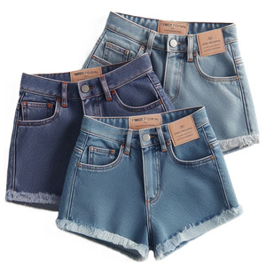 Venta al por mayor elegante cómodo de cintura alta de algodón Spandex Mezclado pantalones cortos de mezclilla caliente OEM Jeans para las niñas de Bangladesh - Product Image 2