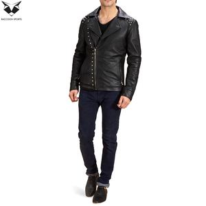 OEM ODM Service Premium Quality New Arrival Trendy Bold Street Style Durable <b>Lightweight</b> Black Studded Leather <b>Jacket</b> For <b>Men</b> - Product Image 3