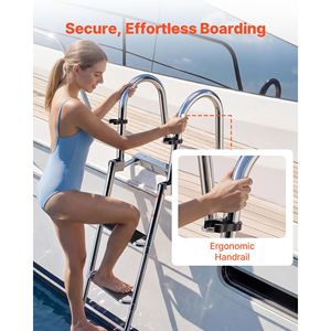 Escalera telescópica plegable de acero inoxidable de 4 peldaños para cubierta de barco, entrada trasera, escalera interior para embarcaciones, capacidad de 600 lb, accesorio adicional - Product Image 4