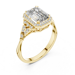 <b>14K</b> Rose <b>Gold</b> Emerald & Round Lab-Grown Diamond <b>Ring</b> for Women | Bridal Wear | New Grown Diamond - Product Image 6