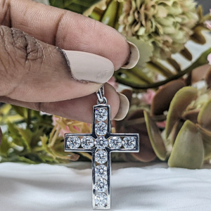 2 Ct Round Lab Grown Diamond Cross <b>Pendant</b> <b>Solid</b> 10K White <b>Gold</b> Wedding <b>Pendant</b> Unique Diamond Charms - Product Image 1