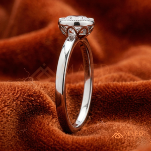 925 Sterling <b>Silver</b> Round Cut Bezel Halo Engagement <b>Ring</b> Women Milgrain Edge <b>Solitaire</b> American Diamond CZ Wedding <b>Ring</b> - Product Image 4