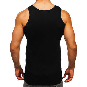New Arrival Men's Cotton Anti-Pilling O-Neck Front <b>Logo</b> Gym Singlet Sleeveless Sportswear Shirt - Product Image 2