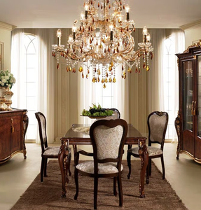 Ensemble de table et chaises de salle à manger 6 places en teck massif de luxe, écologique, durable, de style italien néoclassique sculpté, pour villa - Product Image 3