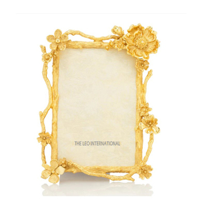 Metal & Glass Desk Photo <b>Frame</b> With Golden Plating Finishing Flower Design Premium Quality For Home Decoration <b>Wholesale</b> Price - Product Image 1