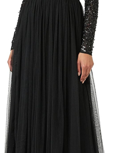 New Hot-selling Luxury Women Crew Neck Satin Straight Lace Elegant <b>Sequined</b> Celebrity Evening Dresses for Summer - Product Image 4