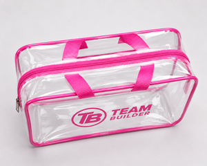 Sac de toilette transparent rose TEAM BUILDER avec poignées, organiseur de cosmétiques étanche à fermeture éclair, capacité 401-500 ml - Product Image 3