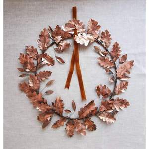 Guirnalda de Hojas de Malla Metálica de Latón Moderna, Decoración para Colgar en la Pared, Follaje Verde Azulado, Aro Decorativo, Arte Minimalista para Pared del Hogar - Product Image 5