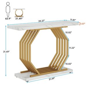 Consolle con Base in Metallo per Divano o Ingresso, Tavoli Consolle Durevoli ed Eleganti - Product Image 5