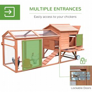 Pollaio in Legno Tipo H & A da 245 cm, Casetta Portatile per Galline con Nido, Gabbia per Polli da Esterno con Ruote Portatili - Product Image 5