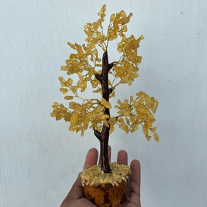 Arbre en cristal de citrine dorée en vrac, 300 copeaux, 10 pouces, bonsaï artisanal en pierres précieuses pour la décoration intérieure, arbre à argent Feng Shui pour la prospérité et la chance - Product Image 5