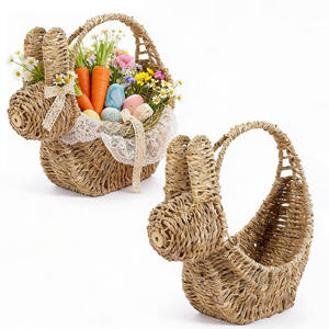 Cestas de paja marina para Pascua, compra al por mayor, cestas de alta calidad tejidas con forma de conejo. - Product Image 1