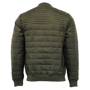 Chaqueta Acolchada Verde Oliva para Hombre, Cuello Alto, Resistente al Viento, Color Sólido, Relleno de Poliéster, Cierre de Cremallera, Corte Regular - Product Image 2