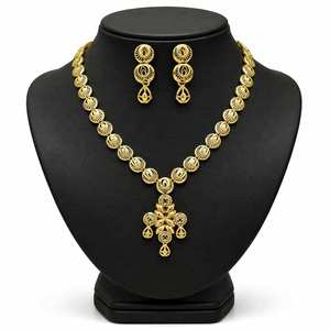 Vente en gros de colliers de mariée en or micro-plaqué 14K, 18K, 24K, design turc, ensemble de bijoux de mariage traditionnels, colliers tendance. - Product Image 1