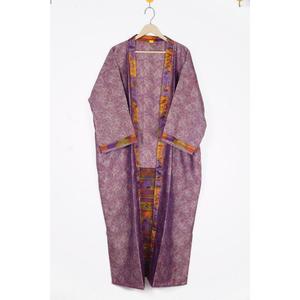 Robe Kimono Maxi Vintage en Soie Recyclée pour Femme, Élégante, Patchwork, Col en V, Cordon de Serrage, Respirante, Séchage Rapide, Idéale pour l'Été - Product Image 5