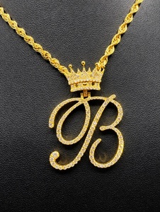 Custom S925 Crown <b>Initial</b> <b>Pendant</b> Necklace Gold Plated 925 <b>Silver</b> Bezel Setting Luxury Letter Charm Jewelry for Party Gift - Product Image 3