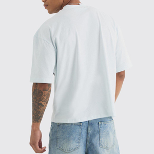 Camiseta de algodón para hombre al por mayor, jersey súper pesado de 240 g/m², gruesa, oversize, con hombros caídos, cuello redondo y corte holgado. - Product Image 2