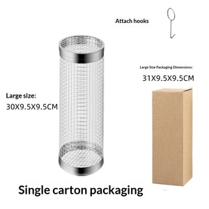 Stainless Steel Grill Cage Rolling Grill Mesh Tube Thickened Outdoor Camping Portable Tool Vegetable Grill Cage Stall - Product Image 6