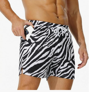 <b>Men</b> s Zebra Print Board Shorts Quick Dry Drawstring Swim <b>Trunks</b> Casual Short Shorts With Pockets Mid Waist - Product Image 3
