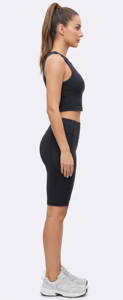 Shorts de compresión para gimnasio para mujer, leggings cortos hasta la rodilla para yoga y entrenamiento, pantalones cortos de cintura alta con control de abdomen y bolsillos laterales - Product Image 6