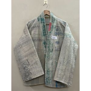 Handmade 100% Cotton Patchwork kantha Kimono <b>Jacket</b> Full Sleeve Shawl Collar Eco-Friendly Women's Wear <b>jacket</b> - Product Image 2