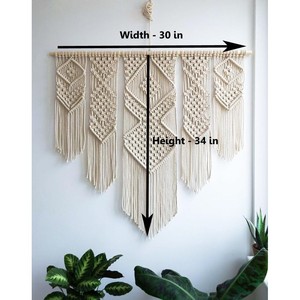 Art mural en macramé en coton fait main |   Design géométrique |   Vente en gros depuis l'Inde - Product Image 3